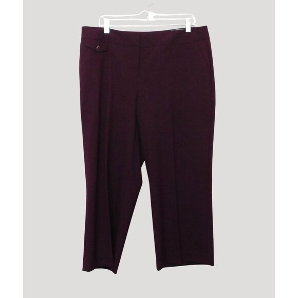 Worthington Cropped Pants Size 14 Burgundy Plum Purple Wide Leg Poly Blend NWT - Picture 6 of 7